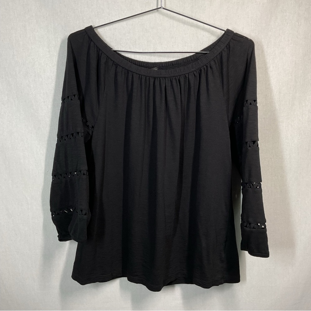 Talbots Black Boho Off Shoulder Top in Size Small